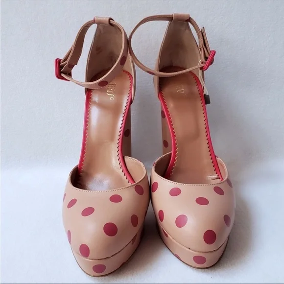 Valentino Red (V) Polka Dot Ankle Strap Platform Pumps🛑SOLD🛑 - Picture 2 of 10